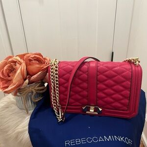 Rebecca Minkoff Quilted Two way Bag Pink Gold Hardware Turn Lock